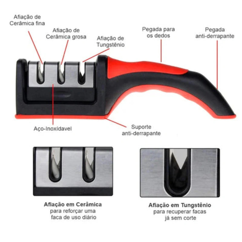 Afiador de Facas 3 em 1 - TriCut™